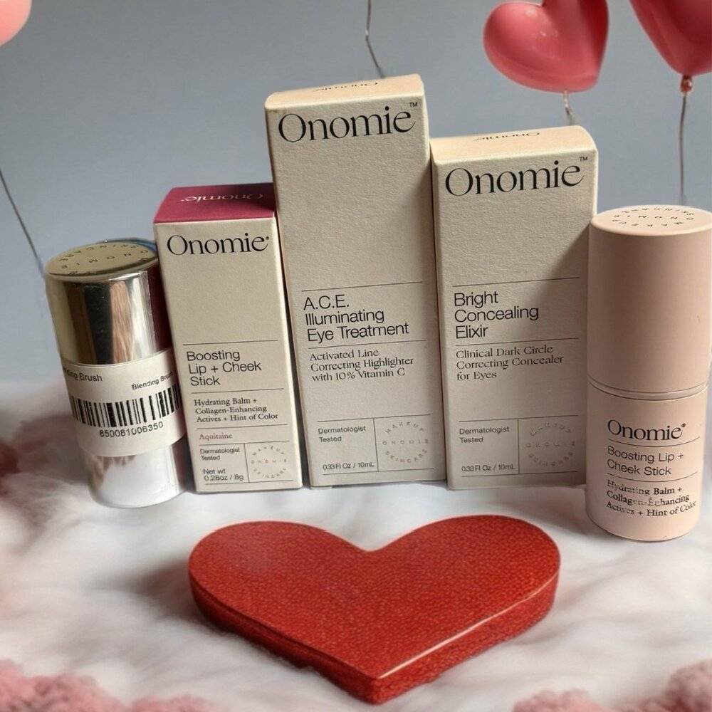 Onomie Boosting Lip + Cheek Stick/Cheeky Blending Brush-Concealer-Eye Treatmenat